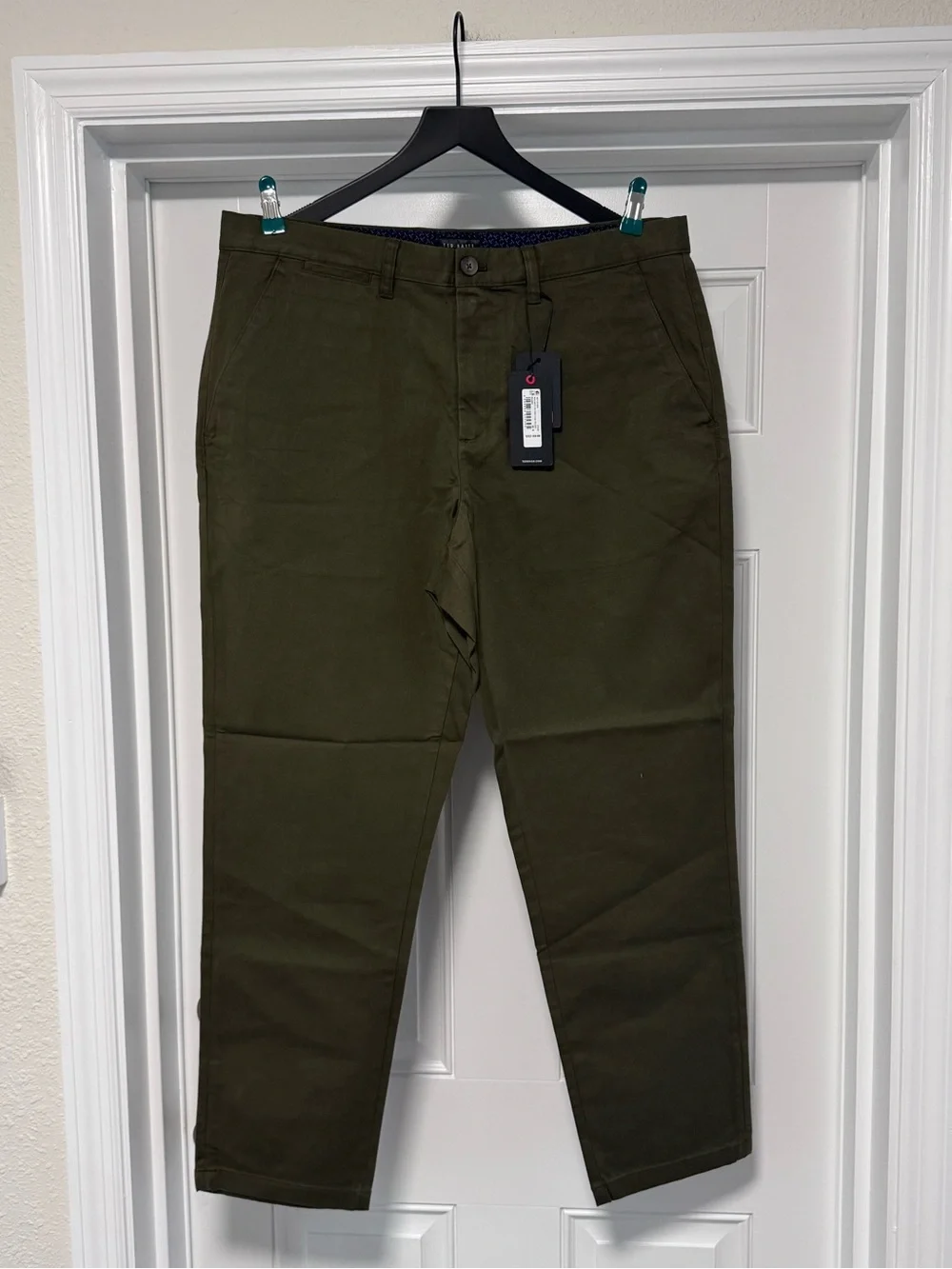 NWT Ted Baker London Regular Fit Textured Chino Trouser - Olive Khaki Size 36R